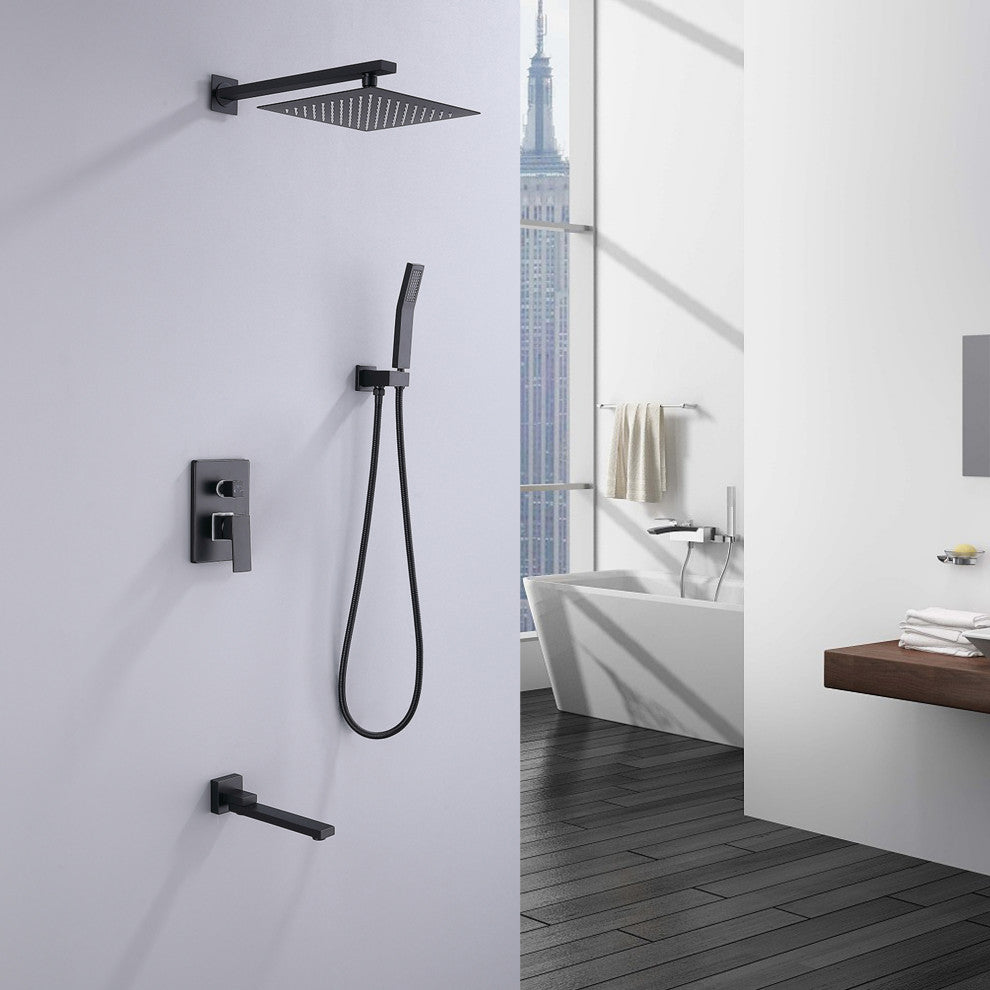 Pressure Balanced Water-Saving 3-Function Rain Shower System with Rough-in Valve