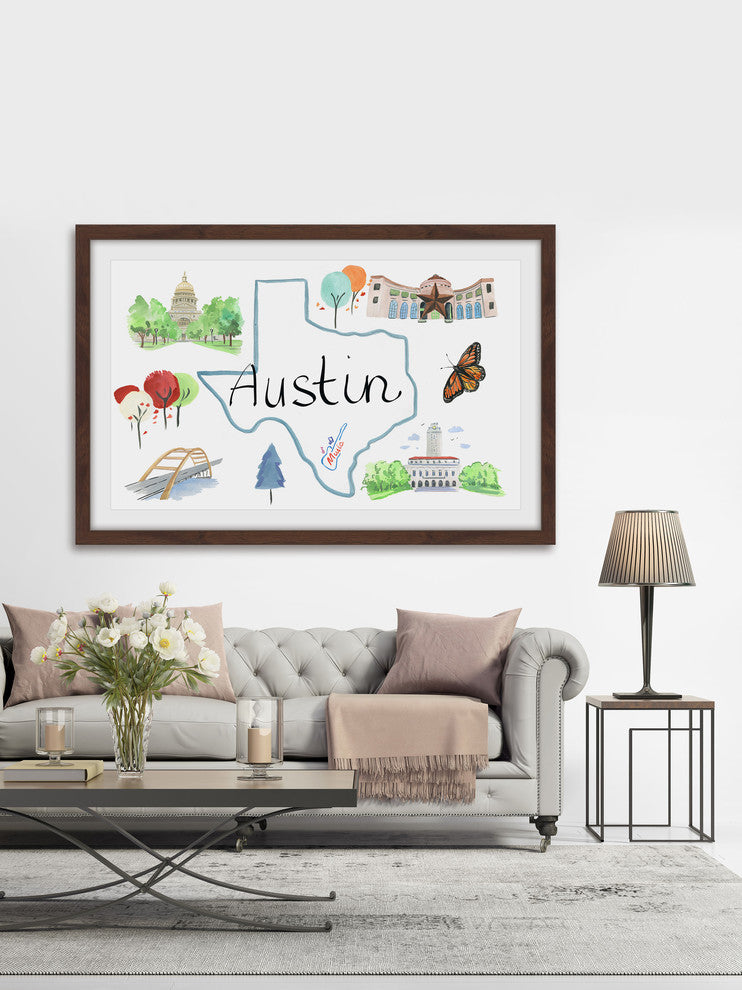 "Austin Sites" Framed Painting Print, 18x12