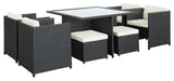 Modern Contemporary 9-Piece Set Outdoor Patio Dining Set, White Plastic