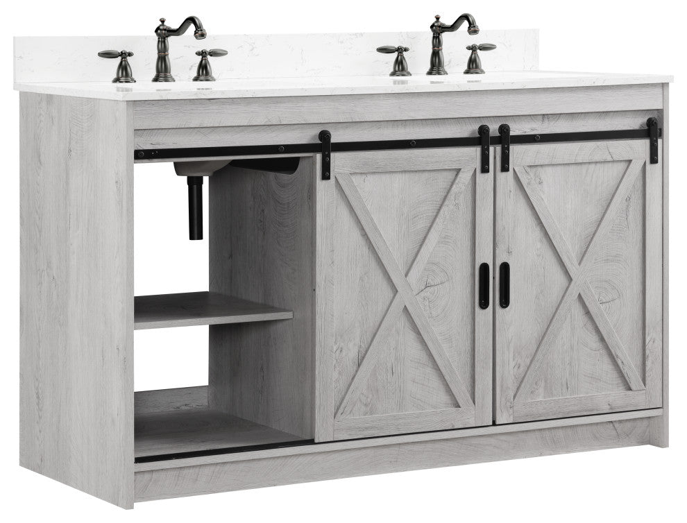 Rafter 54" Bathroom Vanity, White Wash