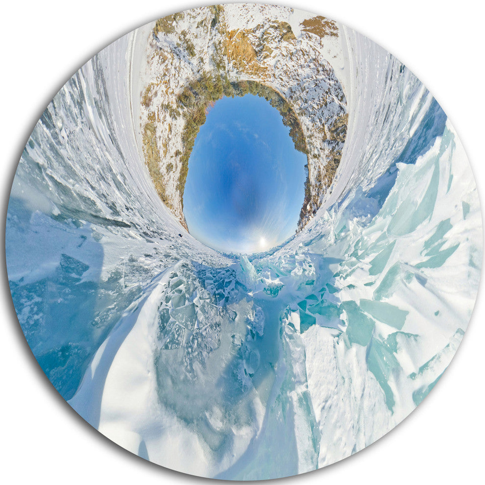 Blue Ice Hummocks Baikal Little Planet, Landscape Round Artwork, 23"