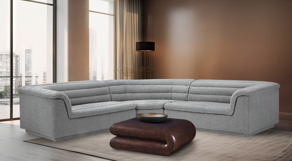 Cascade Upholstered Modular Sofa, Gray, Boucle Fabric, Corner Sectional