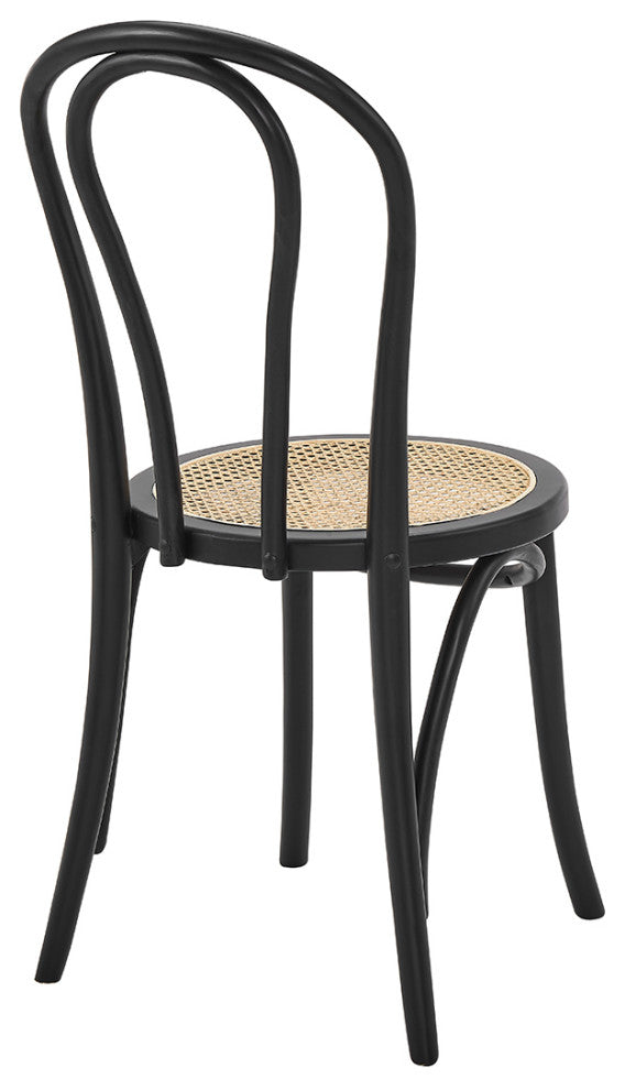 Marko Side Chair, Matte Black With Natural Seat