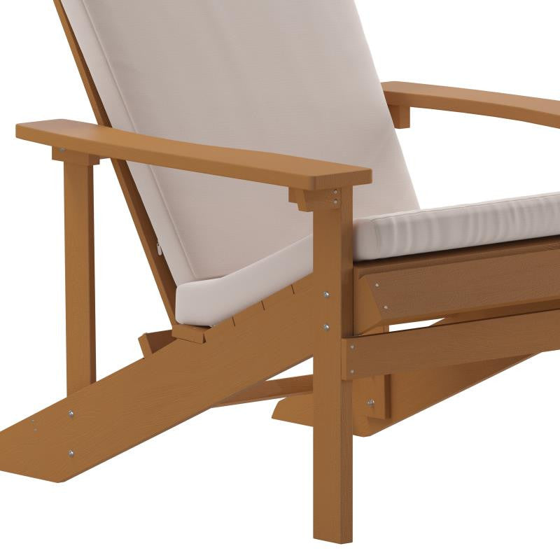 Charlestown Set of 2 Adirondack Chairs with Cushions, Teak/Cream