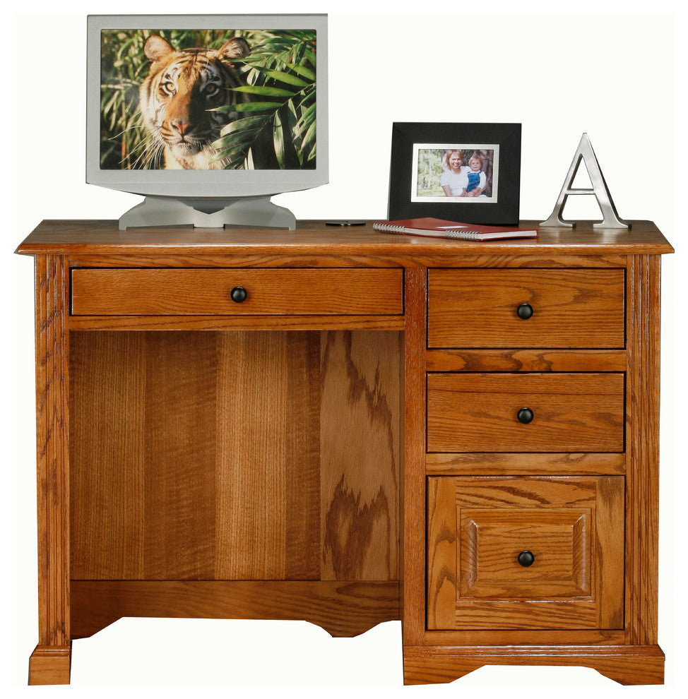 Oak Ridge Single-Pedestal Desk, Aqua Oak