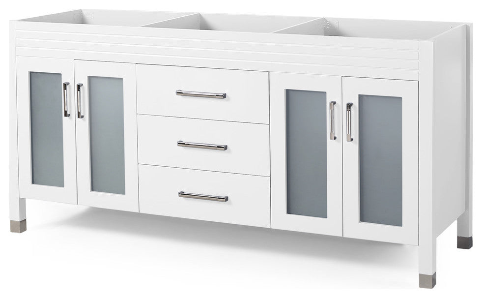 Taylor Contemporary 72" Wood Bathroom Vanity, Counter Top Not Included, White