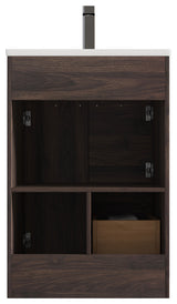 Freestanding Bathroom Vanity With Top Mount Sink, Cali Walnut, 24'' Ceramic Sink