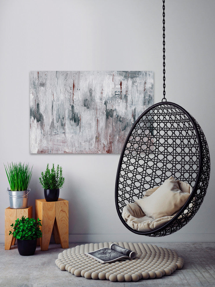 "Hues of Alabaster" Painting Print, Wrapped Canvas, 45"x30"