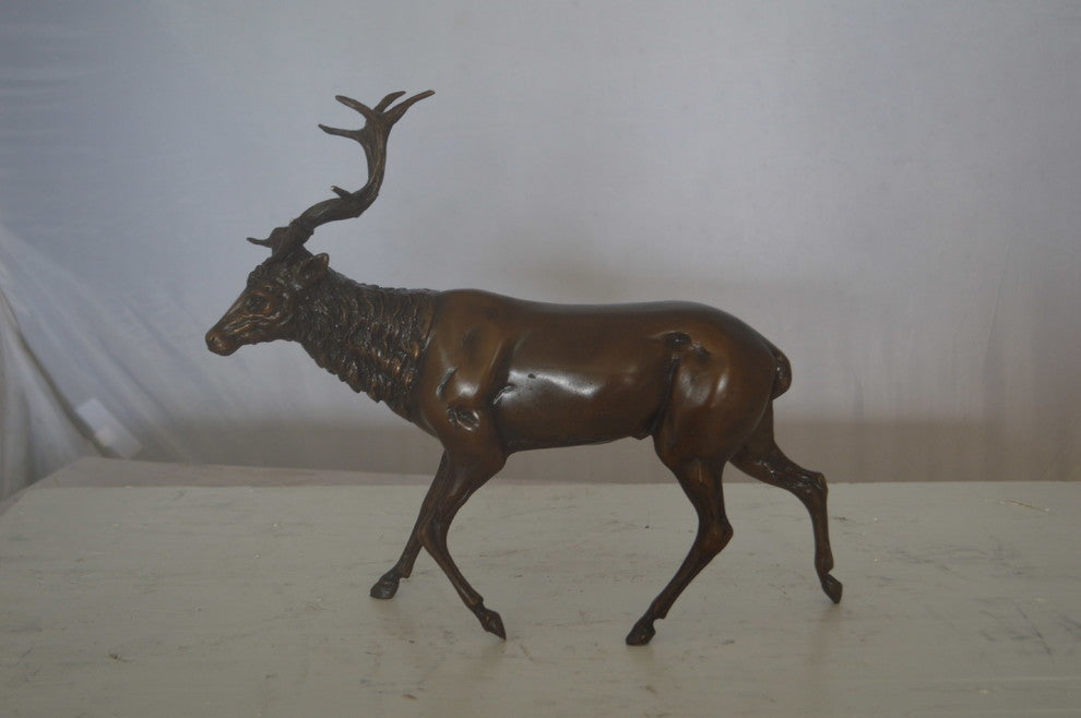 Running Deer Bronze Statue -  Size: 15"L x 4"W x 13"H.
