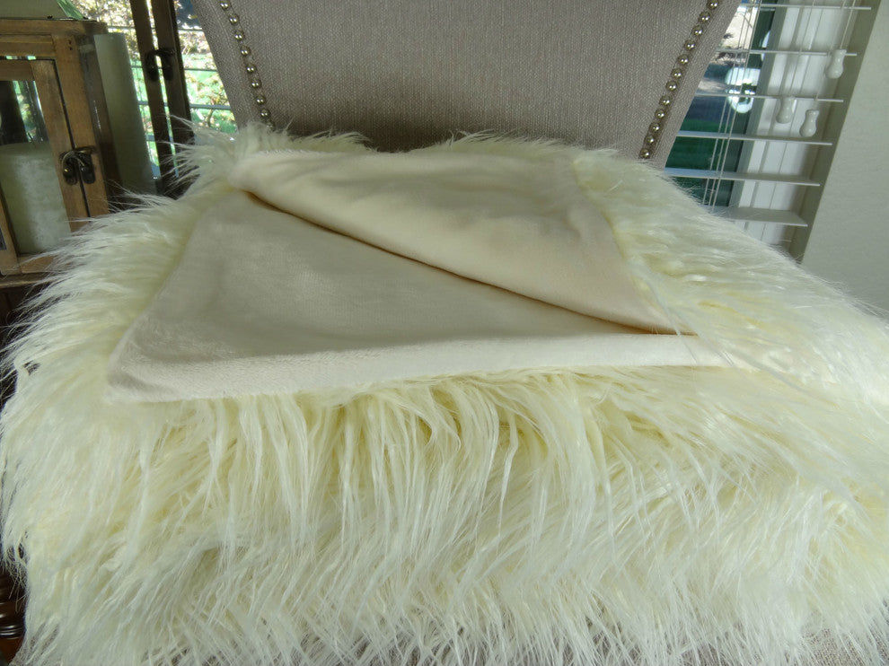 Plutus Mongolian Fur Handmade Throw, 60"x96"