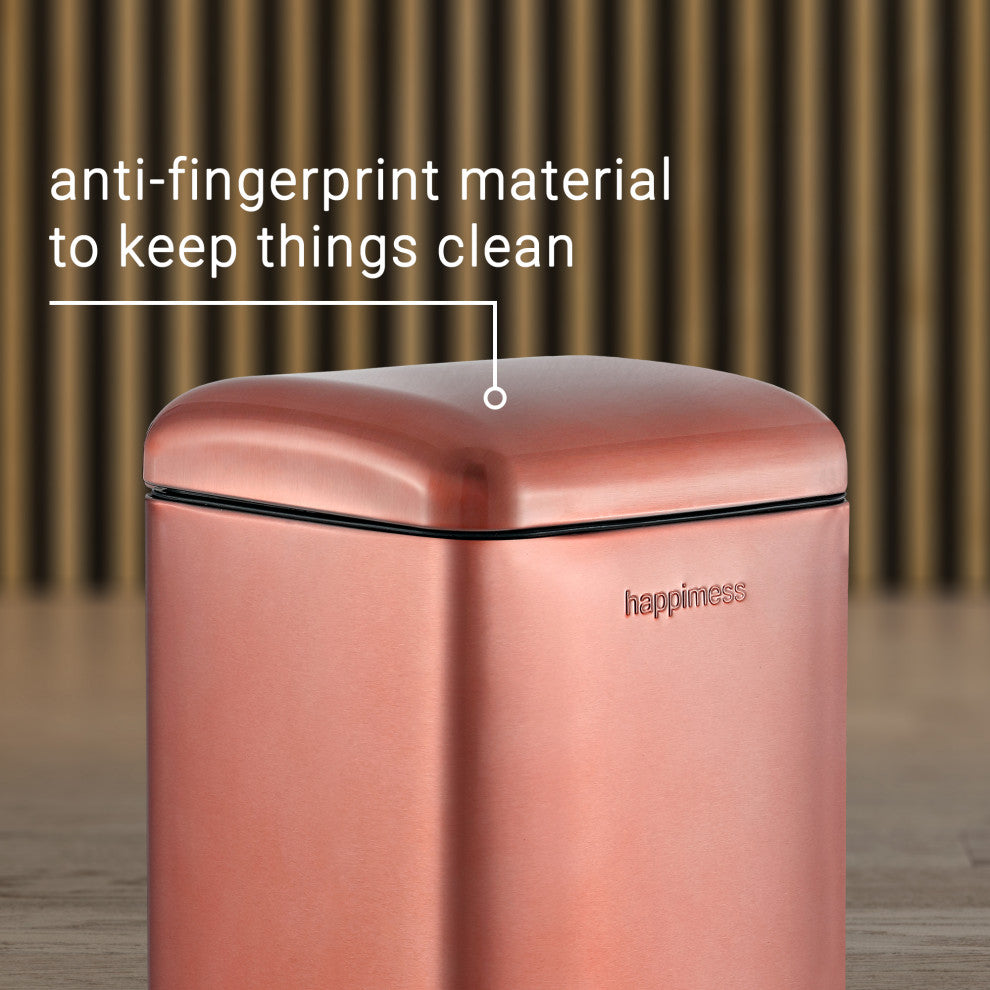 Betty Retro Mini 3.2-Gallon Step-Open Trash Can, Rose Gold