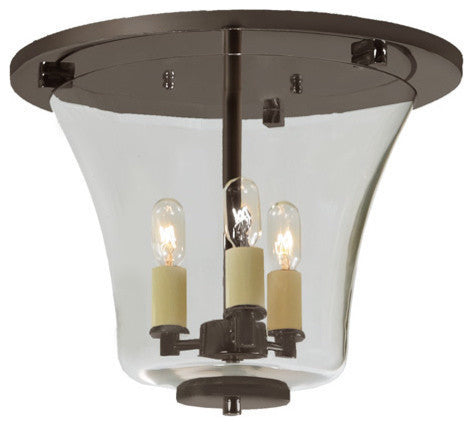Three Light Greenwich Flush Mount Bell Lantern, Oil Rubbed Bronze