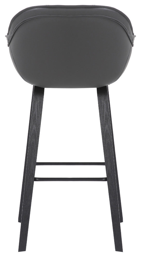 Gray Textured Faux Leather Modern Bar Stool