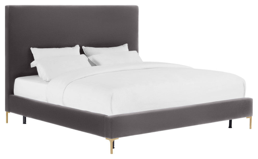 TOV Furniture Delilah Grey Velvet Bed in Queen