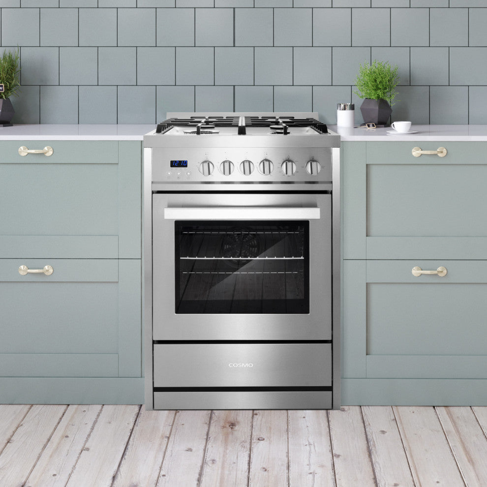 Cosmo 24" Slide-In Gas Range with 4 Burners and Rapid Convection Oven