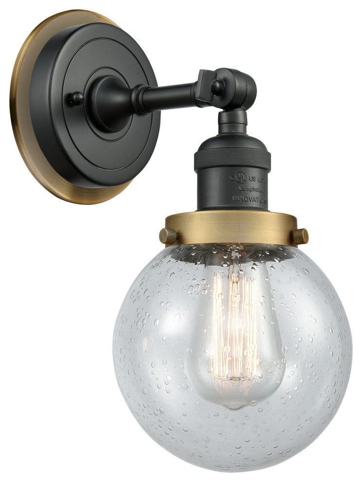 INNOVATIONS LIGHTING 203BK-BPBB-HRBB-G204-6 Beacon 1 Light 6 inch Sconce