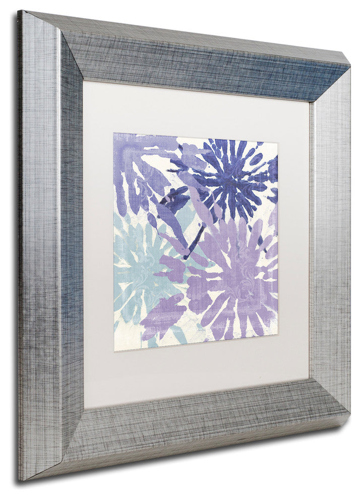 Color Bakery 'Blue Curry II' Matted Framed Art, Silver Frame, White Mat, 11x11