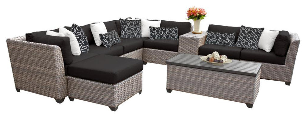 Florence 10 Piece Outdoor Wicker Patio Furniture Set 10b Black