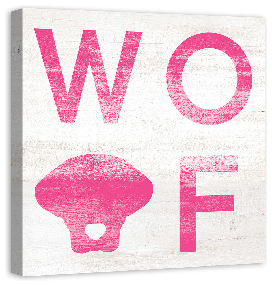 Designs Direct Creative Group Woof Distressed Pink 30x30 Canvas Wall Art