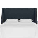 Wingback Headboard, Linen Navy, King