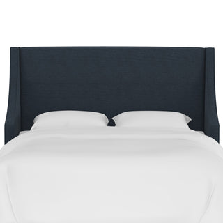 Wingback Headboard, Linen Navy, King