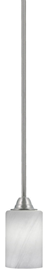 Paramount 1-Light Mini Pendant, Brushed Nickel, 4" White Marble Glass