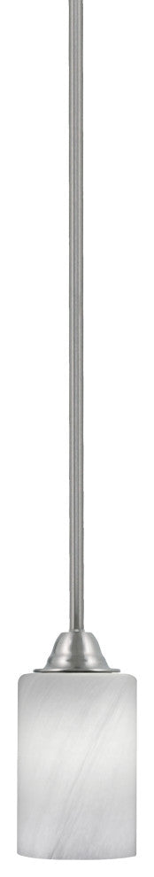 Paramount 1-Light Mini Pendant, Brushed Nickel, 4" White Marble Glass