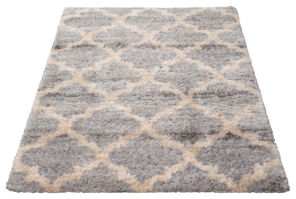 Moroccan Trellis Shag Rug, Gray, 7'10"x10'2"