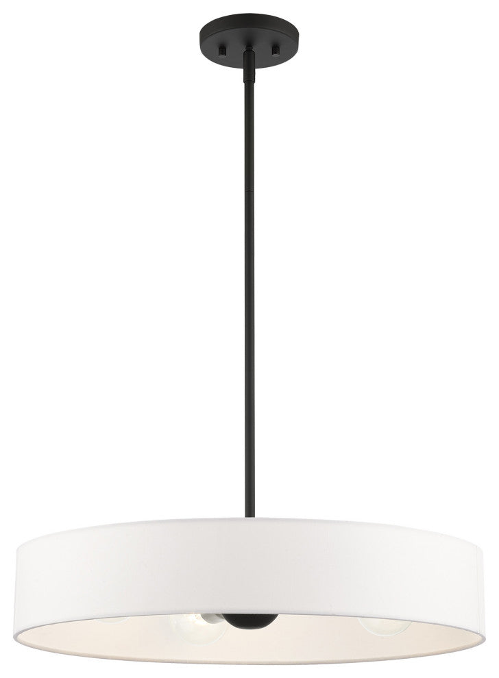 Livex Lighting Venlo 4 Light Black, Brushed Nickel Accents Medium Drum Pendant
