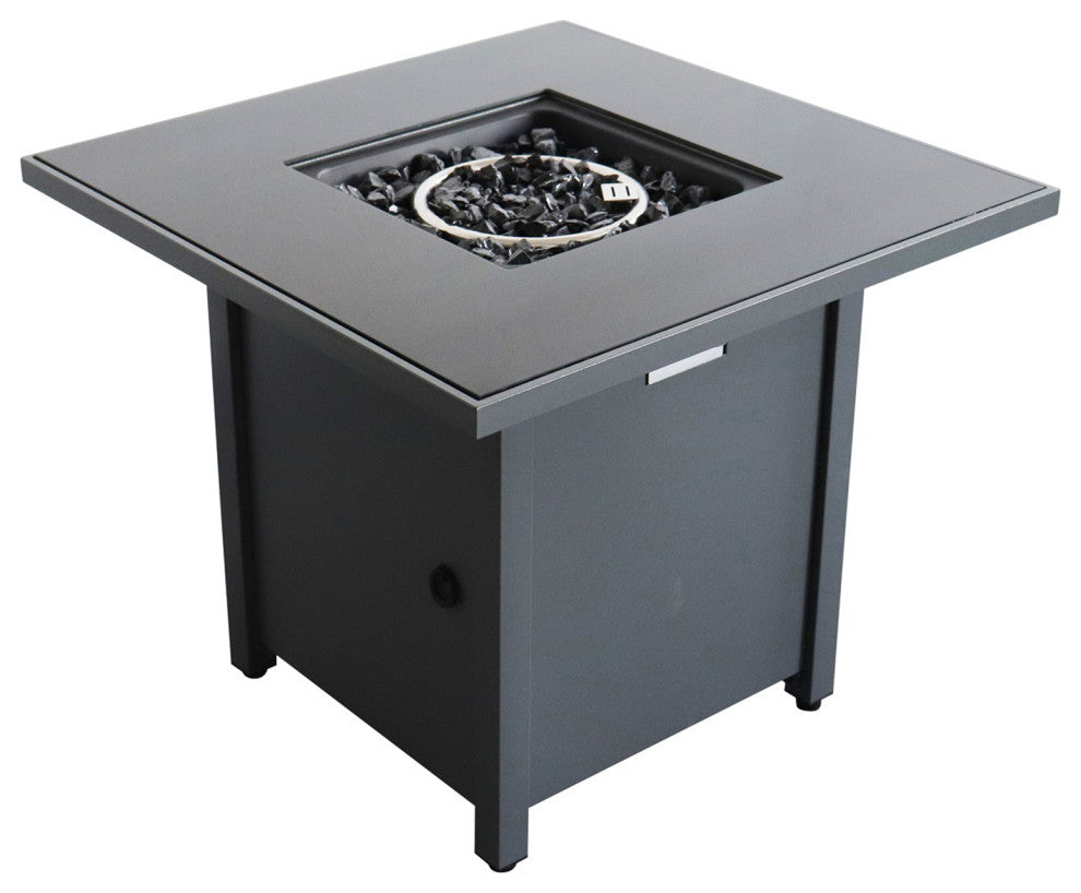 Steel Outdoor Fire Pit Table With Lid, Gray