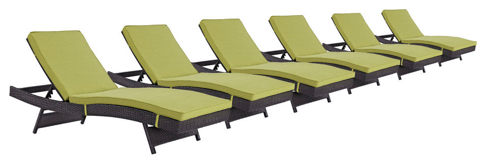 Espresso Peridot Convene Chaise Outdoor Patio Set of 6