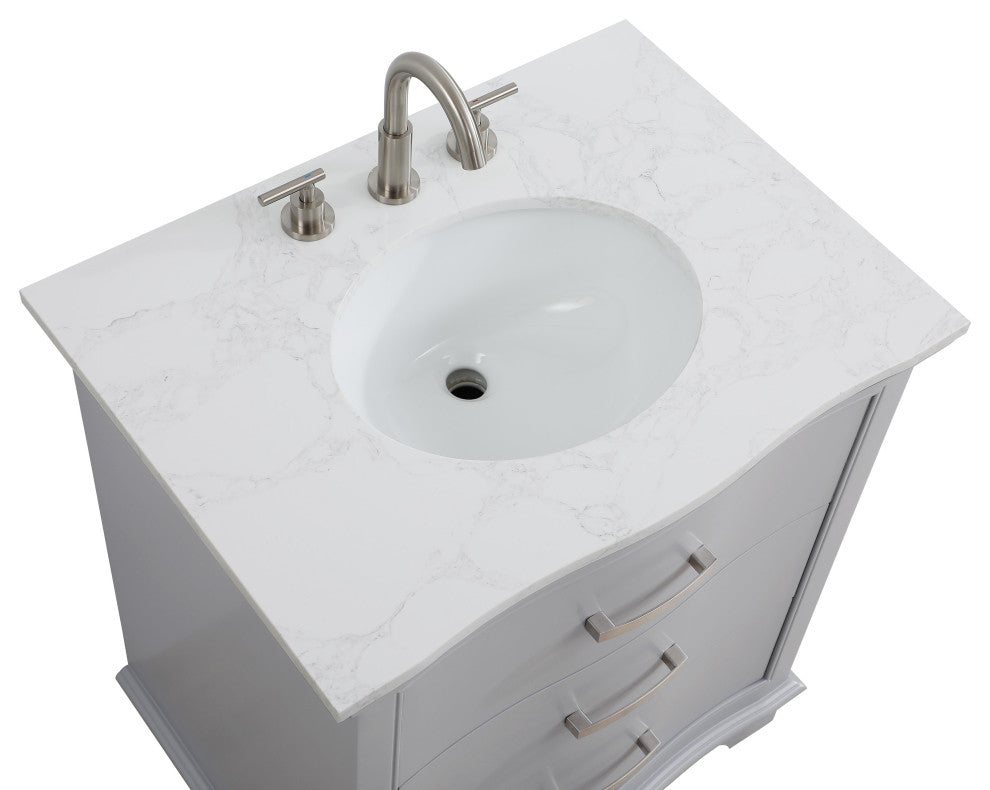 Home Living Knox 30" Single Bathroom Vanity, Grey