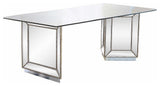 Nicolette Mirrored Silver Dining Table, 96"