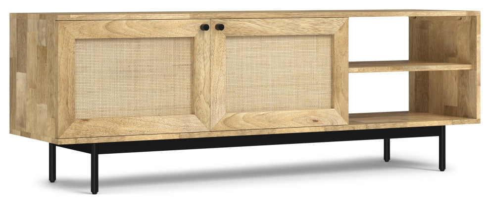 Reeves Solid Mango Wood TV Media Stand, Natural For TVs up to 65 inches