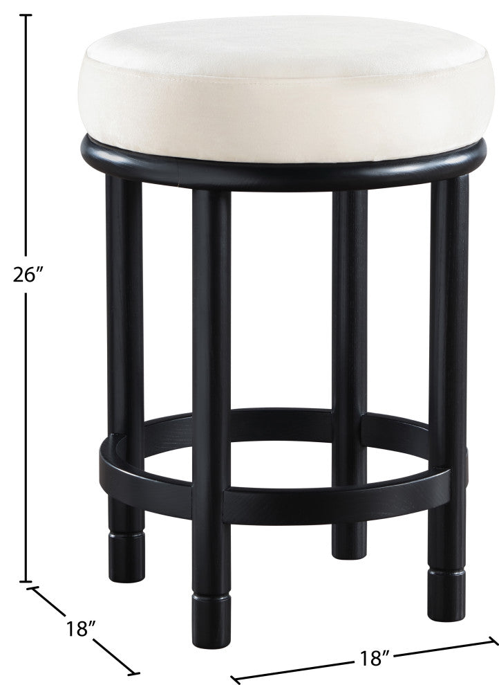 Monette Upholstered Bar and Counter Stool, Cream, Velvet, Black Finish