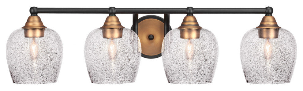 Paramount 4-Light Bath Bar, Matte Black & Brass, 6" Smoke Bubble Glass
