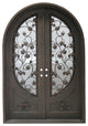 110"x76' 'Exterior Front Entry Iron Double Door, Aged Bronze Patina