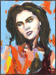 40x54 Far off Gaze, Framed Artwork, Espresso