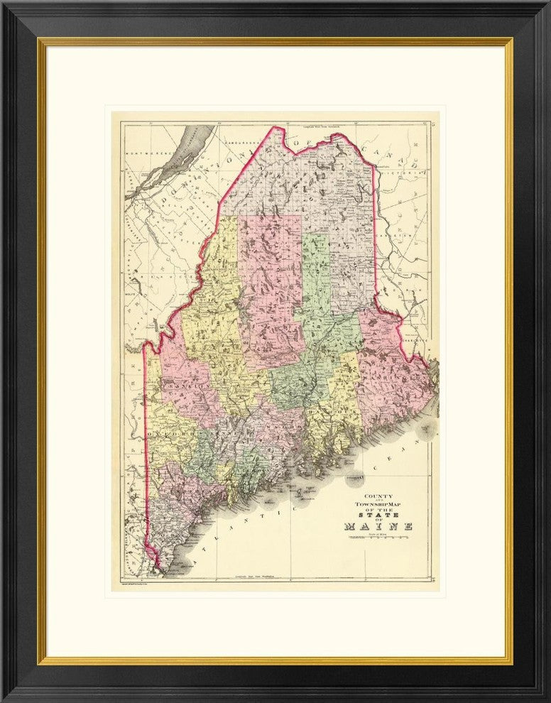 "State of Maine, 1890" Framed Digital Print by Samuel Augustus Mitchell, 25x32"