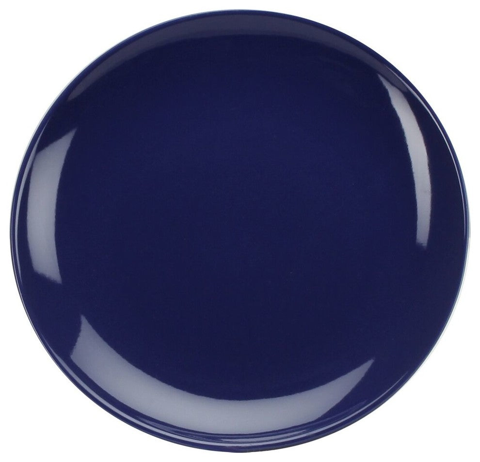 8" Salad Dessert Plate, White, Set of 4, Cobalt Blue