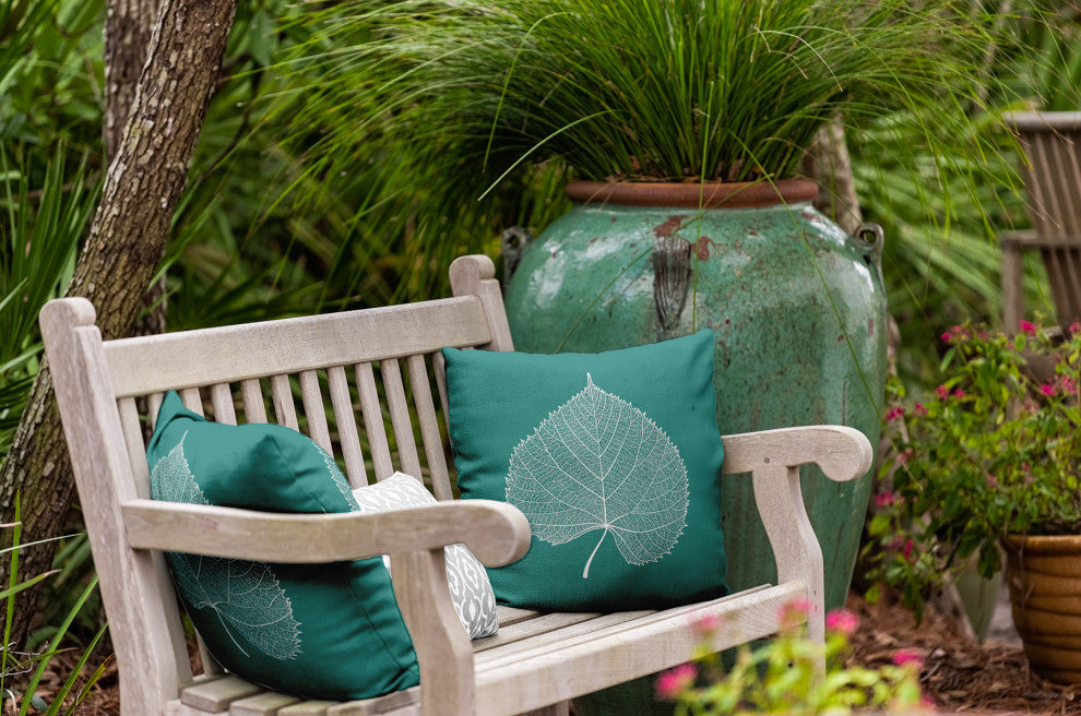 Leaf Study Indoor/Outdoor Throw Pillow, Desert Turquoise, 20"x20"