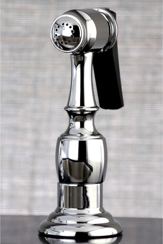 Kingston Brass Widespread Kitchen Faucet With Brass Sprayer, Polished Chrome