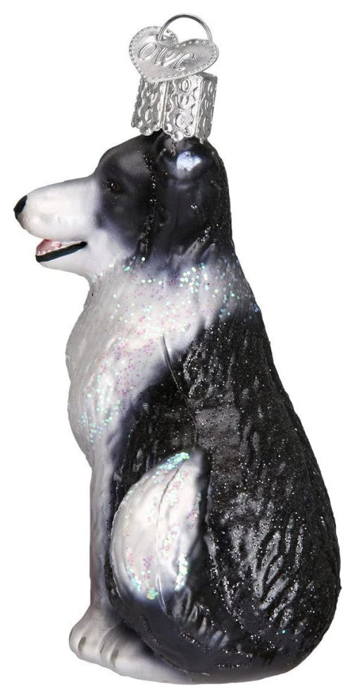 Old World Christmas Border Collie Christmas Blown Glass Ornament