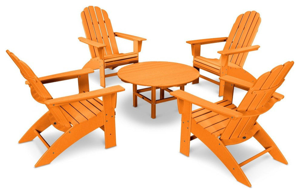 Polywood Vineyard 5-Piece Oversized Adirondack Set, Tangerine