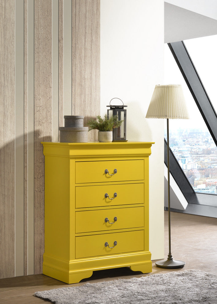 Louis Phillipe 4 Drawer Chest, Yellow