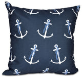 Anchor Whimsy, Geometric Print Pillow, Navy Blue, 26"x26"