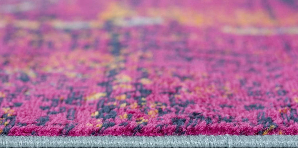 2"x20" Gray and Magenta Abstract Runner Rug