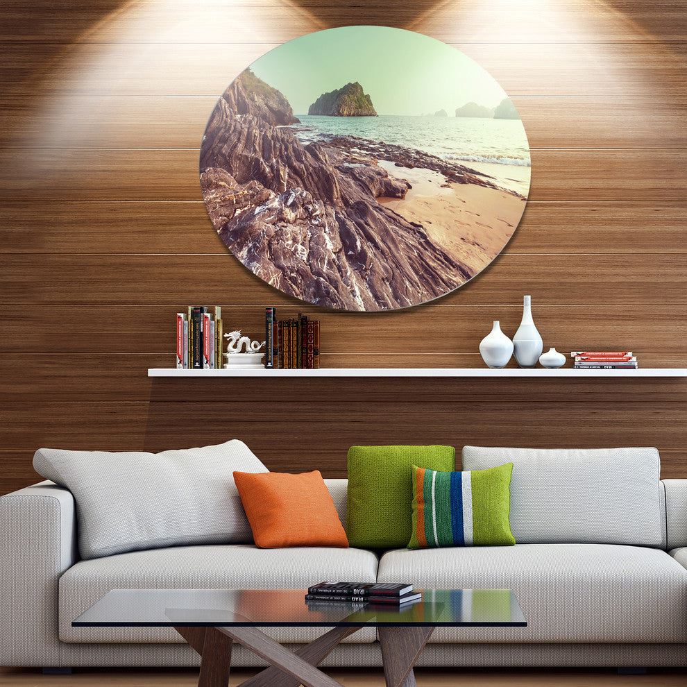 Fantastic Halong Bay Vietnam, Seashore Disc Metal Wall Art, 11"