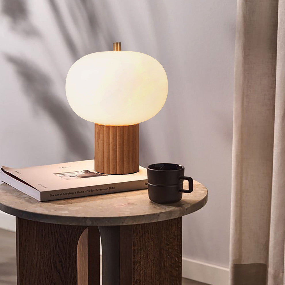 Tambo Accent Table Lamp Weathered Brass, Natural Ash