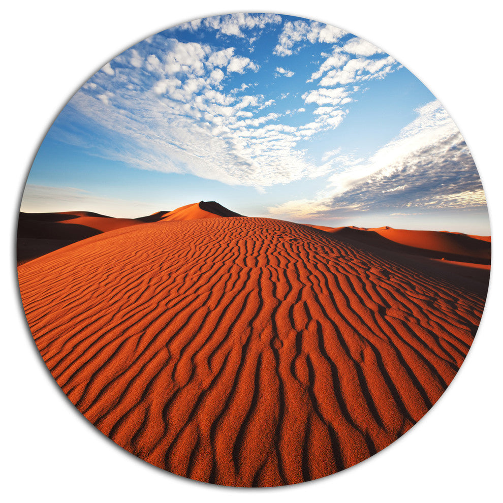 Sahara Dunes Under Bright Sky, Landscape Large Disc Metal Wall Art, 36"